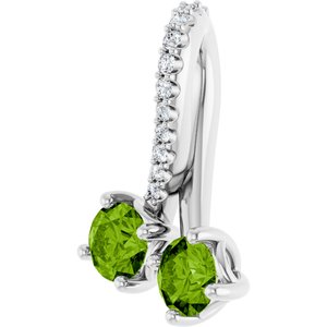 14K White Gold Natural Peridot & .05 CTW Natural Diamond Pendant
