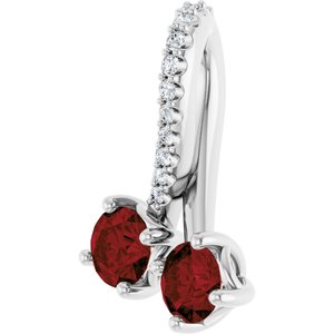 14K White Gold Natural Mozambique Garnet & .05 CTW Natural Diamond Pendant