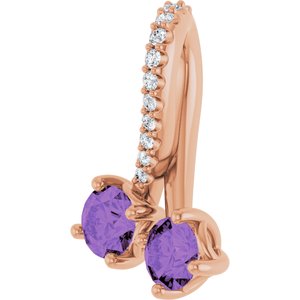 14K Rose Gold Natural Amethyst & .05 CTW Natural Diamond Pendant