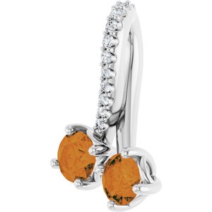Platinum Natural Citrine & .05 CTW Natural Diamond Pendant