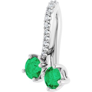 Platinum Natural Emerald & .05 CTW Natural Diamond Pendant