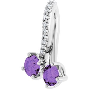 14K White Gold Natural Amethyst & .05 CTW Natural Diamond Pendant