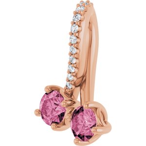 14K Rose Gold Natural Pink Tourmaline & .05 CTW Natural Diamond Pendant
