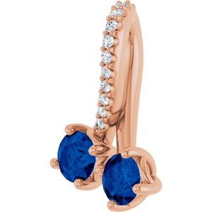 14K Rose Gold Lab-Grown Blue Sapphire & .05 CTW Natural Diamond Pendant