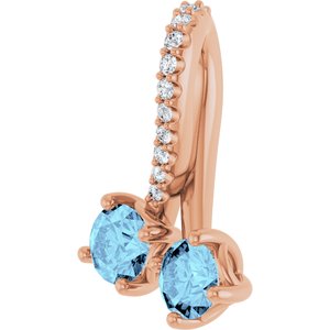 14K Rose Gold Natural Aquamarine & .05 CTW Natural Diamond Pendant