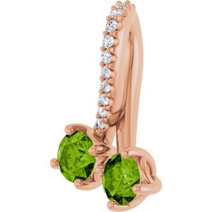 14K Rose Gold Natural Peridot & .05 CTW Natural Diamond Pendant