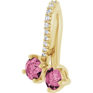 14K Yellow Gold Natural Pink Tourmaline & .05 CTW Natural Diamond Pendant