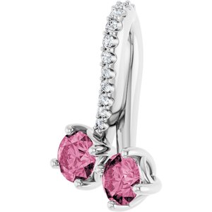 Platinum Natural Pink Tourmaline & .05 CTW Natural Diamond Pendant