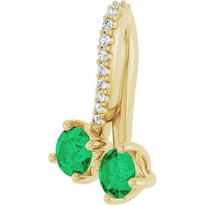 14K Yellow Gold Natural Emerald & .05 CTW Natural Diamond Pendant