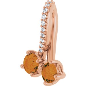 14K Rose Gold Natural Citrine & .05 CTW Natural Diamond Pendant