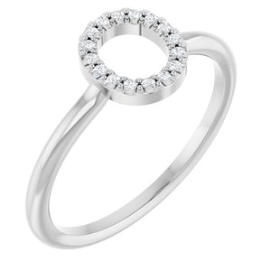 14K White Gold .06 CTW Natural Diamond Initial O Ring