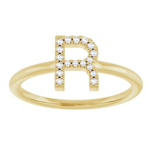 14K Yellow Gold .06 CTW Natural Diamond Initial R Ring