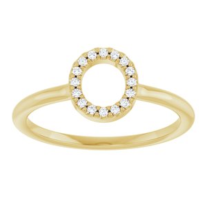 14K Yellow Gold .06 CTW Natural Diamond Initial O Ring