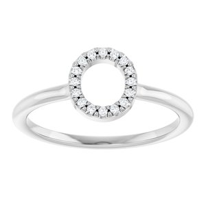 14K White Gold .06 CTW Natural Diamond Initial O Ring