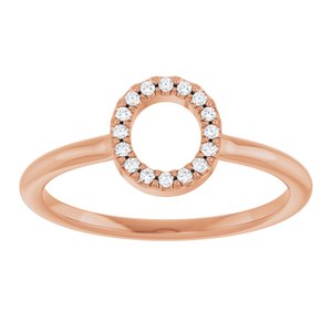 14K Rose Gold .06 CTW Natural Diamond Initial O Ring