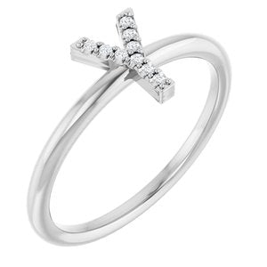 Sterling Silver .03 CTW Natural Diamond Initial Y Ring