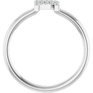 14K White Gold .06 CTW Natural Diamond Initial R Ring