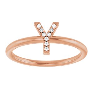 14K Rose Gold .03 CTW Natural Diamond Initial Y Ring