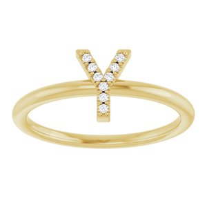 14K Yellow Gold .03 CTW Natural Diamond Initial Y Ring