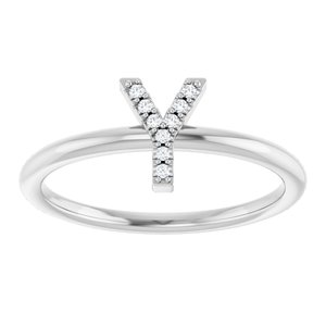 Sterling Silver .03 CTW Natural Diamond Initial Y Ring