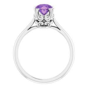 Sterling Silver 8x6 mm Natural Amethyst Ring