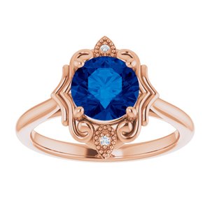 14K Rose Gold Lab-Grown Blue Sapphire & .01 CTW Natural Diamond Sculptural Ring