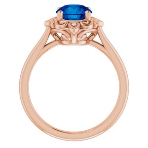 14K Rose Gold Lab-Grown Blue Sapphire & .01 CTW Natural Diamond Sculptural Ring