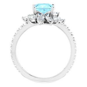 Platinum Natural Aquamarine & 1 1/8 CTW Natural Diamond Ring