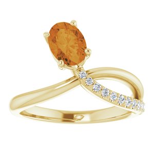14K Yellow Gold Natural Citrine & 1/10 CTW Natural Diamond Ring