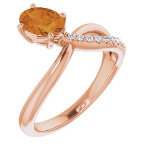 14K Rose Gold Natural Citrine & 1/10 CTW Natural Diamond Ring