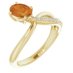 14K Yellow Gold Natural Citrine & 1/10 CTW Natural Diamond Ring
