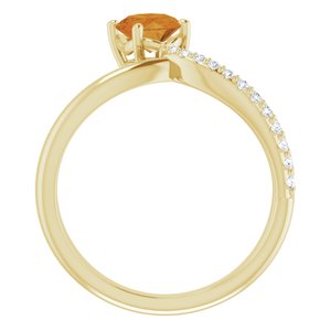 14K Yellow Gold Natural Citrine & 1/10 CTW Natural Diamond Ring
