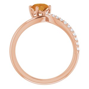 14K Rose Gold Natural Citrine & 1/10 CTW Natural Diamond Ring