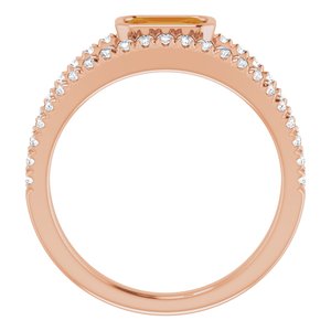 14K Rose Gold Natural Citrine & 3/8 CTW Natural Diamond Ring