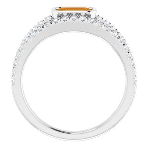 Platinum Natural Citrine & 3/8 CTW Natural Diamond Ring