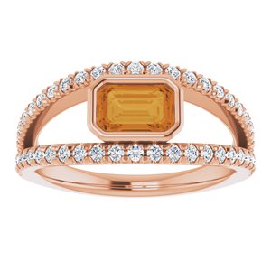 14K Rose Gold Natural Citrine & 3/8 CTW Natural Diamond Ring