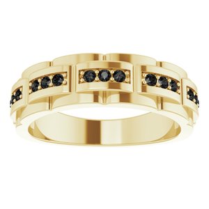 14K Yellow Gold 1/4 CTW  Natural Black Diamond Ring