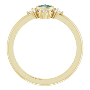 14K Yellow Gold Lab-Grown Alexandrite & 1/5 CTW Natural Diamond Ring