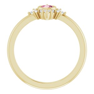 14K Yellow Gold Natural Pink Tourmaline & 1/5 CTW Natural Diamond Ring
