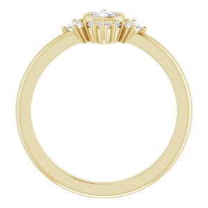 14K Yellow Gold Natural White Sapphire & 1/5 CTW Natural Diamond Ring