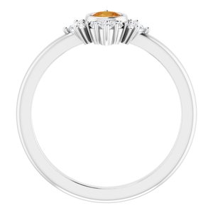 14K White Gold Natural Citrine & 1/5 CTW Natural Diamond Ring
