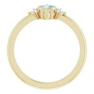 14K Yellow Gold Natural Aquamarine & 1/5 CTW Natural Diamond Ring