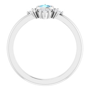 Sterling Silver Natural Aquamarine & 1/5 CTW Natural Diamond Ring