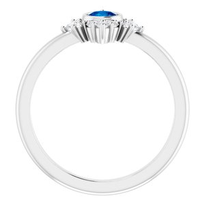 Platinum Lab-Grown Blue Sapphire & 1/5 CTW Natural Diamond Ring