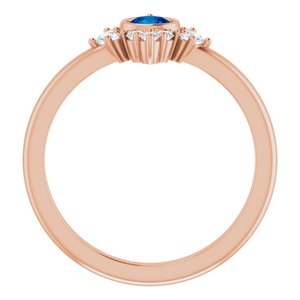 14K Rose Gold Natural Blue Sapphire & 1/5 CTW Natural Diamond Ring