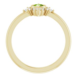 14K Yellow Gold Natural Peridot & 1/5 CTW Natural Diamond Ring