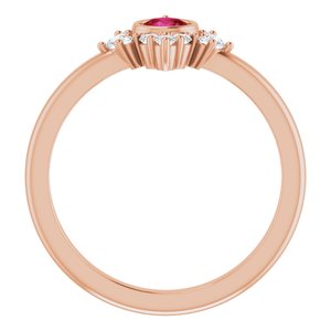 14K Rose Gold Natural Ruby & 1/5 CTW Natural Diamond Ring