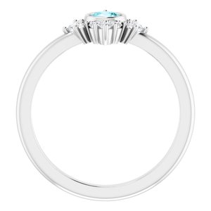 Platinum Natural Blue Zircon & 1/5 CTW Natural Diamond Ring