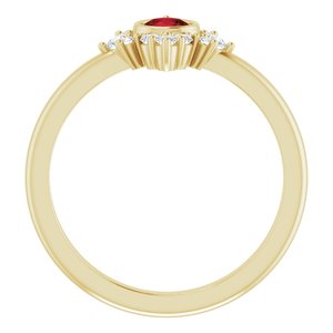 14K Yellow Gold Natural Mozambique Garnet & 1/5 CTW Natural Diamond Ring
