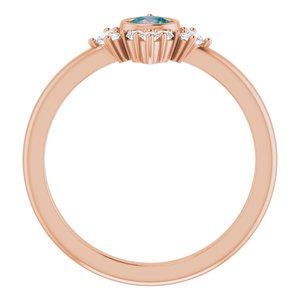 14K Rose Gold Lab-Grown Alexandrite & 1/5 CTW Natural Diamond Ring